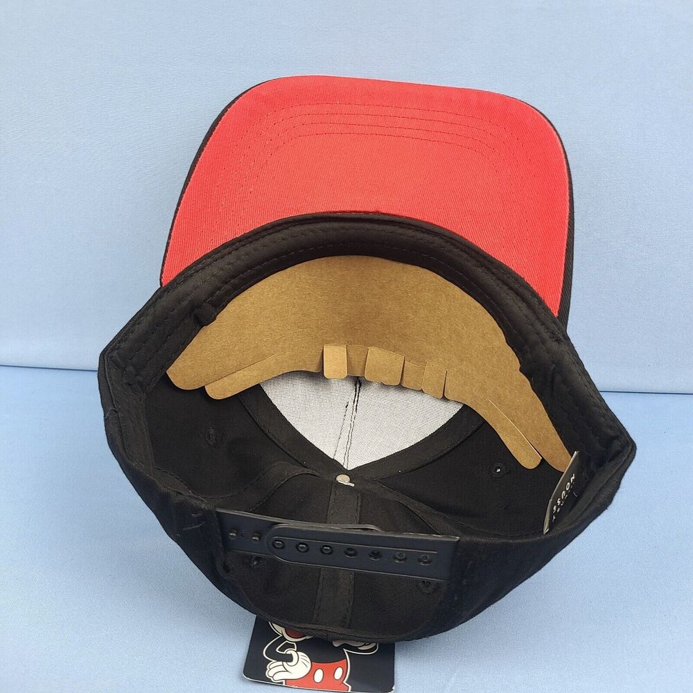 Disney Mickey Mouse Hat Baseball Cap Angry Black Red Adjustable Snapback OSFM - Picture 8 of 11